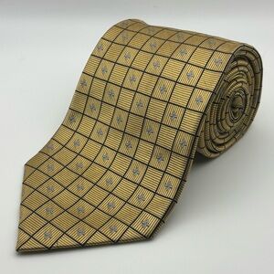 J. S. Blank and Co. | Square Grid Pattern Silk Necktie Tie | Gold
